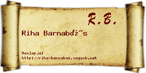 Riha Barnabás névjegykártya