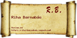 Riha Barnabás névjegykártya